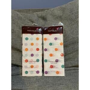 Papyrus Tissue Paper 4 Sheets Glittery Pastel Polka Dots 14.4sq ft 2 Packages